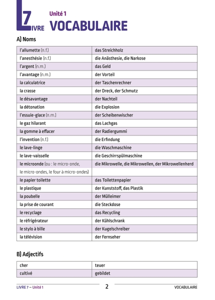 Vocabulaire et exercices L7 - L8 - L9